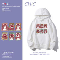 CHIC เสื้อฮู้ดแขนยาวพิมพ์ลายหมีเนื้อบาง สไตล์สบาย ๆ T0532