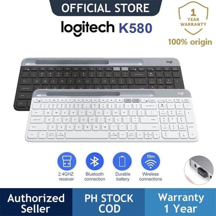 Logitech K580 Wireless Bluetooth Keyboard Slim Multi-Device Easy Switch ...