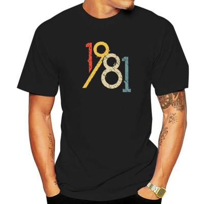 Funny 1981 Vintage 40th Birthday Gift T-Shirt Men Pure Cotton T Shirt 40 Years Old Short Sleeve Tee Shirt Gift Idea Clothes