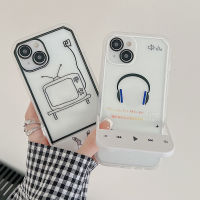 AKABEILA MP3 TV Invisible Stand Holder Phone Case for Iphone 11 12 13 Pro Max X XR XS Max 12 Pro 13 Pro Clear Shockproof Casing Phone Silicone Cover