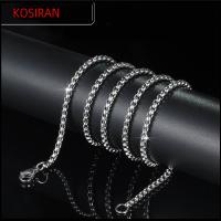 KONSIRAN เย็น สีเงิน เครื่องประดับ ผู้หญิงผู้ชาย คำแถลง สร้อยคอสแตนเลส 2 มม./2.5 มม./3 มม./3.5 มม./4 มม สร้อยคอโซ่