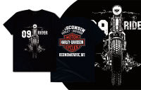 leee DAL Harley davidson เสื้อยืดคอกลมผู้ชาย/ผู้หญิงผ้าฝ้าย 100% สีดำ THE-0039