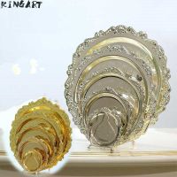 【YF】 Big Round Metal Silver/gold Plated Serving Dishes Tray  Snack Dish Small Dessert Plate 24935163