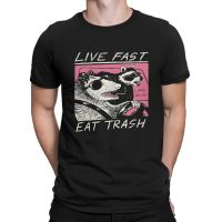 เสื้อยืดผู้ชายเสื้อยืดผู้ชายสัตว์แรคคูนลาย Live Fast! เสื้อยืดสไตล์ฮาราจูกุแนวสตรีทเสื้อฮิปสเตอร์