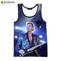 hot【DT】 2023 New Johnny Hallyday Printed Men Hip Hop Fashion Sleeveless Shirt Streetwear