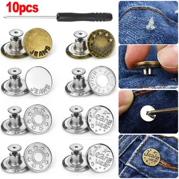 20pcs 17mm Jean Replacement Buttons Kit, No Sew Removable Adjustable Metal  Jean Buttons With A Screwdriver For Denim Clothing Jeans Pants Bags