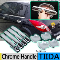 สำหรับ Nissan Tiida C11 2004-2011 Chrome มือจับประตูครอบคลุม Tiida Latio Versa Trazo ซีดาน2006อุปกรณ์เสริมสติกเกอร์รถจัดแต่งทรงผม