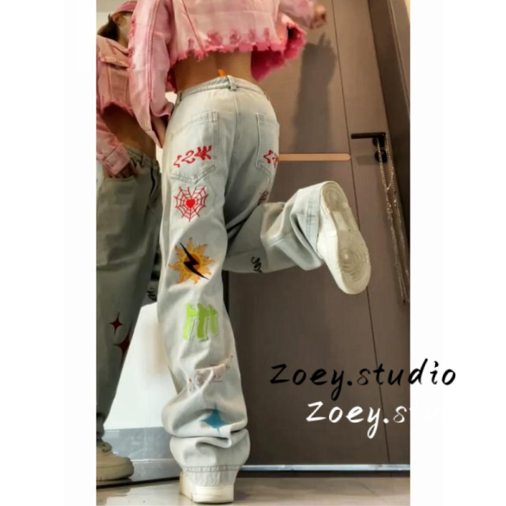zoey-studio-กางเกงยีนส์-กางเกงขายาว-กางเกงคาร์โก้ผู้หญิง-กระชับ-ความสะดวกสบายความสะดวกสบาย-ลำลอง-2023-new-wnk239061a-36z230909