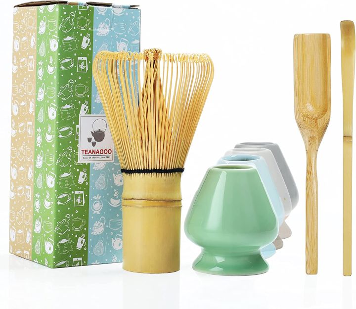 BambooWorx Matcha Whisk Set - Matcha Whisk (Chasen), Traditional Scoop (Chashaku), Tea Spoon. The Perfect Set to Prepare A Cup of Japanese Matcha