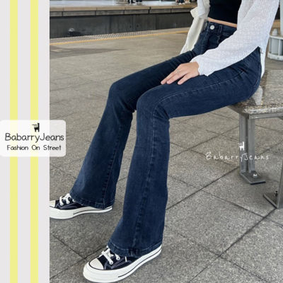 [พร้อมส่ง] BabarryJeans ยีนส์ขาม้า เอวสูง วินเทจ รุ่นคลาสสิค ยีนส์ผ้ายืด (ORIGINAL) สีดำฟอก