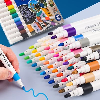 12-36 Color Acrylic Marker Set Pen Color Diy Ceramic Children Graffiti Painting Pigment Pen 4mm Nib Artistic Creation Kid Gift