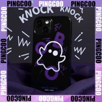 PingCoo - Candy Case For iPhone 14 13 12 11 Plus Pro Max XR TPU Soft Glossy Black Case Cute Purple Ghost Camera Protection Shockproof Back Cover
