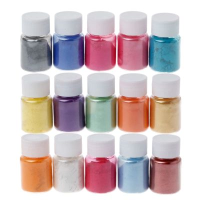15สีผง Mica อีพ็อกซี่เรซิ่น Dye Pearl Pigment ไมกาธรรมชาติ Mineral Powder
