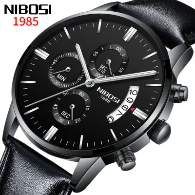 20212021 NIBOSI Mens Watches Leather Strap Business Quartz Watch Fashion Casual Waterproof Chronograph Top Brand Luxury Watch Men