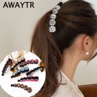 【YF】☢  Rhinestone Banana Hair Claws Barrette Hairpin Shinning Ponytail Accessories for