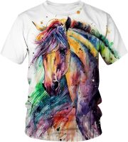 Lurhonp Men Women Horse 3D Printed Tshirts Animal Graphic Casual Crew Neck T-Shirts