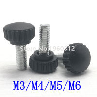 5 ชิ้น/ล็อต m3 m4 m5 m6 knurled ไนลอนรอบหัวพลาสติกจับสกรู Bakelite Bolt สีดำ Bakelite สกรูมือ-xnbno5044