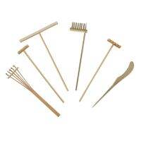 12X Mini Japanese Zen Garden Rake Bamboo Tool Set, Wooden Sandbox Sand Play Therapy Toy Kit