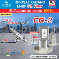 Thaisat C-Band 1.5M (ขางอยึดผนัง) + infosat LNB 2จุด รุ่น CG-2 (5G) ตัดสัญญาณรบกวน