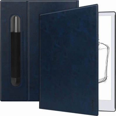KuRoKo Slim Lightweight Book Folios Leather Case Cover for Remarkable 2 (Navy)