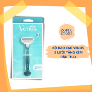 Bộ dao cạo Venus cho nữ 3 lưỡi tặng kèm 1 đầu refill