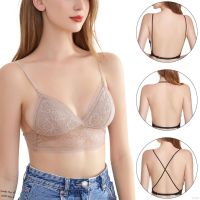 Women Backless Bra Stylish Lace Seamless Bralette Triangle Cup Boneless Bras For Dress Soft Thin Underwear