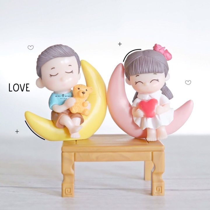 ms4411-โมเดลตุ๊กตาคู่รักดวงจันทร์-ตุ๊กตาจิ๋วประดับกระถาง-พร้อมส่งจากไทย