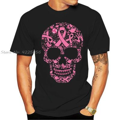 Tattoo Skull Top มะเร็งเต้านมให้ความรู้สีดำผู้ชายผู้หญิง T เสื้อพิมพ์ผู้ชายผ้าฝ้าย T เสื้อ Streetwear
