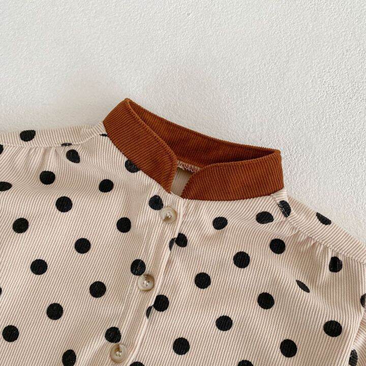 cod-2023-spring-clothes-for-infants-and-young-children-boys-girls-baby-polka-dot-print-long-sleeved-cardigan-jacket-short-two-piece-suit