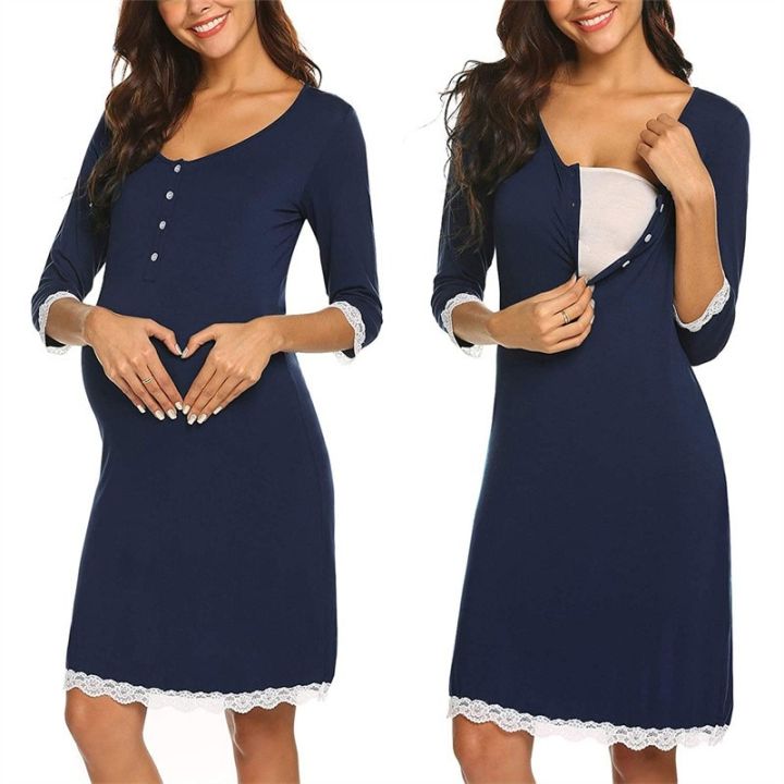 Best Maternity Nightwear Hospital  Cotton Pregnancy Sleepwear Nightgown -  Pregnancy - Aliexpress