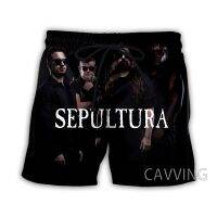 แฟชั่นใหม่ผู้หญิง / ผู้ชายพิมพ์ 3D SEPULTURA แบนด์ฤดูร้อนกางเกงขาสั้นชายหาดสตรีทแวร์ผู้ชายแห้งเร็วกางเกงขาสั้นลำลอง XS-5XL