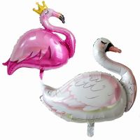 1pcs White elegant swan balloons wedding decoration gril forest happy birthday party balloon Pink crowned flamingo foil balloon Balloons