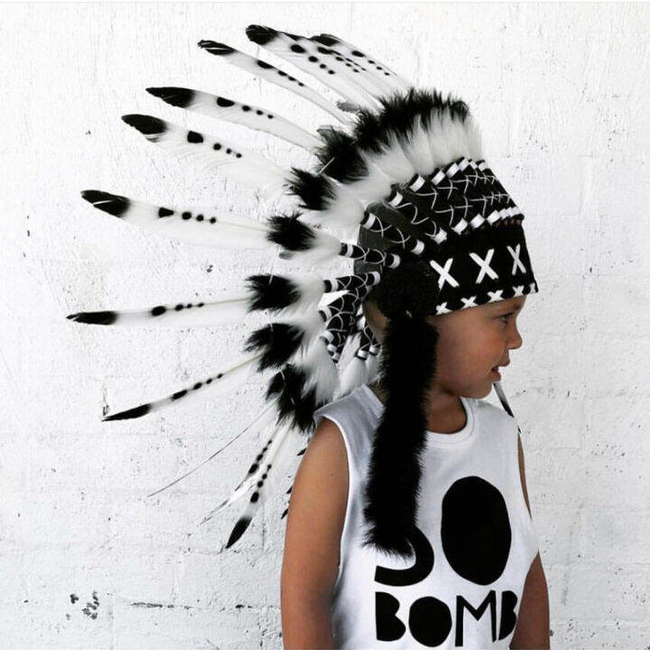 ins-nordic-kids-hat-indian-style-feather-headgear-baby-crown-headgear-christmas-party-decoration-baby-photography-props