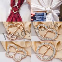 【hot sale】 ✆ B36 Love Heart Rhinestone Knot Buckle Waist Neck Buckle Brooches Pins for T-shirt Clothing Silk Scarf