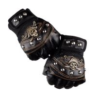 Limited Time Discounts Punk Skulls Rivet PU Leather S Men Women Fashion Hip Hop Gym Half Finger S Summer Cycling Motorcycle Accessories