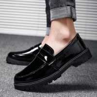 รองเท้าหนังสไตล์อังกฤษสำหรับผู้ชาย รองเท้าหนังรองเท้านักเรียนสำหรับผู้ชาย PU leather shoes 38-44 business causal shoes
