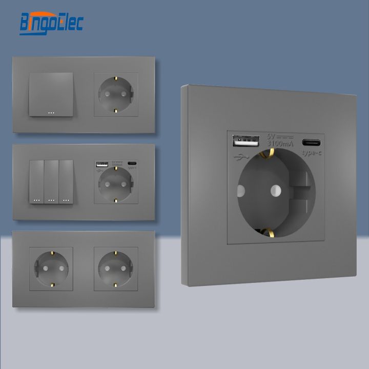 bingoelec-light-switch-with-eu-wall-sockets-home-wall-switches-1-2-3gang-1way-plastic-frame-panel-usb-charge-wall-sockets