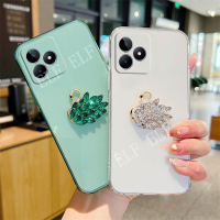 เคสใสแฟชั่นใหม่ปี2023รูปหงส์คริสตัล Realme เลนส์ C51ปกป้องกล้องเคสโทรศัพท์ซิลิโคน TPU นิ่มเคส Realme C55 C53 NFC C51กันกระแทกกรอบหลัง Realmec53 NFC