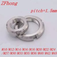 [HOT JIAZZAQQMGW 555] 2ชิ้น/ล็อตสแตนเลสด้าย Slotted Nut น็อตยึด M10/M12/M14/M16/M18/M20/M22/M24 /M27/M30/M33/M35/M36/m40/M42/M45