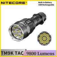 NITECORE TM9K TAC Tactical Flashlight 9800Lumens Utilizes 9  XP-L2 HD LED USB Rechargeable Built-in 5 000mAh 21700 Battery Rechargeable  Flashlights