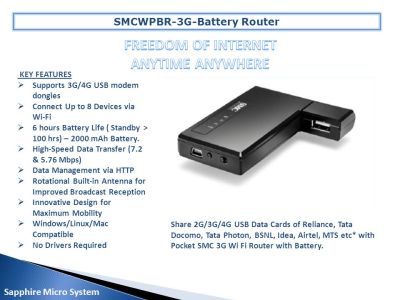 SMC Portable 3G Wi-Fi Router SMCWPBR-3G