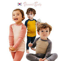 [KOREA Vaenait BABY] 6M-12Y เด็กวัยหัดเดิน เด็กผู้ชาย เด็กผู้หญิง นุ่มสบาย Modal Tencel Solid Raglan ชุดนอน Pjs 2 ชิ้น เซต