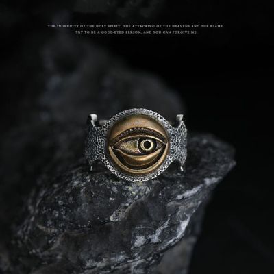 New Personality Design Horus Eye of God Ring for Men 39;s Retro Punk Devil 39;s Eye Resizable Ring Jewelry Gift