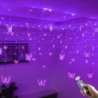 ZZOOI LED Butterfly Icicle Curtain Garland Fairy String Lights Indoor for Valentines Day Room Wedding Birthday Party Decoration