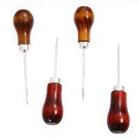 Mahogany Single Gourd Log Color Wooden Handle Manual Beat Hole Awl Positioning Drill Leather Edging Sewing Tools