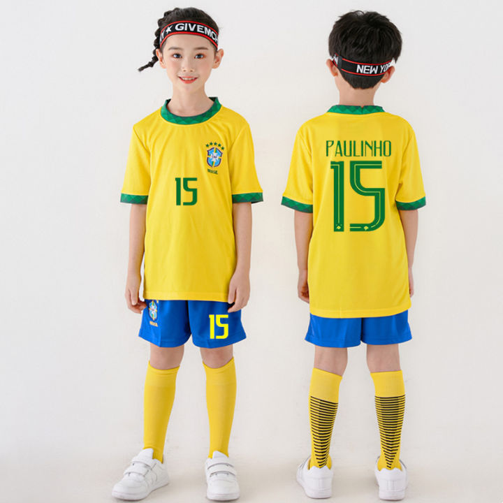 Children's football uniform custom Brazil team jersey for boys and ...