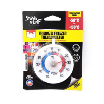 Refrigerator Thermometer, 2 Pack Fridge Thermometer Stainless Steel Freezer  Thermometer with Red Indicator, Large Dial Thermometers for Freezers