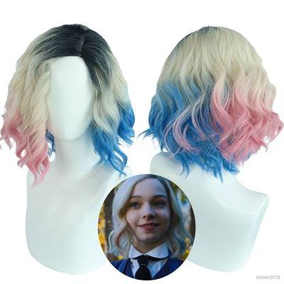 Ellen Wednesday Addams Enid Sinclair Cosplay Wig Black Beige Gradient Pink Blue Curly Hair Halloween Cosplay Decor