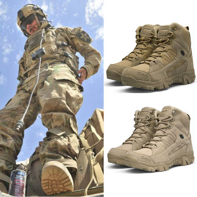 รองเท้าเดินป่ามืออาชีพ รองเท้าบูททหารระบายอากาศได้สำหรับผู้ชาย,รองเท้าบูทคอมมานโดกลางแจ้งในทะเลทรายรองเท้าต่อสู้ปี2023