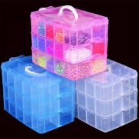 KAITLYN 3 Layers 18 Compartments Clear Storage Container Jewelry Bead Organizer Case